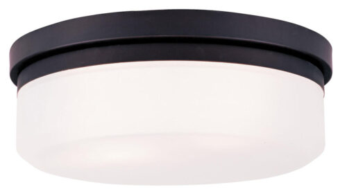 2 Light Bronze Ceiling Light fixture with Hand Blown Satin White Glass Shade-Lighting LumensFlush Mount Ceiling Lights