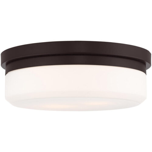 2 Light Bronze Ceiling Light fixture with Hand Blown Satin White Glass Shade-Lighting LumensFlush Mount Ceiling Lights