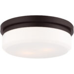 2 Light Bronze Ceiling Light fixture with Hand Blown Satin White Glass Shade-Lighting LumensFlush Mount Ceiling Lights