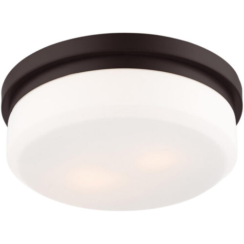 2 Light Bronze Ceiling Light fixture with Hand Blown Satin White Glass Shade-Lighting LumensFlush Mount Ceiling Lights