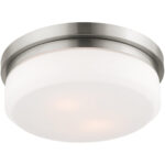 3 Light Brushed Nickel Ceiling Light fixture with White Alabaster Glass Shade-Lighting LumensChandeliers