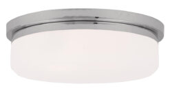 3 Light Polished Chrome Ceiling Light fixture or Wall Mount with Hand Blown Satin White Glass Shade-Lighting LumensFlush Mount Ceiling Lights