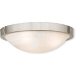 4 Light Brushed Nickel Ceiling Light fixture with White Alabaster Glass Shade-Lighting LumensChandeliers