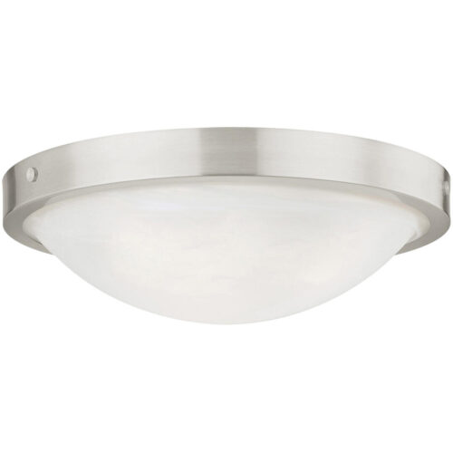 4 Light Brushed Nickel Ceiling Light fixture with White Alabaster Glass Shade-Lighting LumensChandeliers