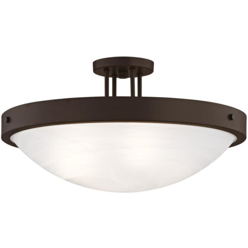 3 Light Textured Black Outdoor Ceiling Light fixture with Clear Beveled Glass Shade-Lighting LumensChandeliers