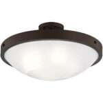 3 Light Textured Black Outdoor Ceiling Light fixture with Clear Beveled Glass Shade-Lighting LumensChandeliers