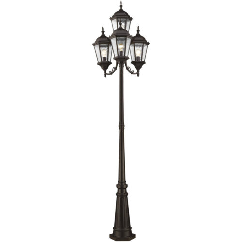 24.5 inch 4 Light Bronze Outdoor 4 Head Post with Clear Water Glass Shade-Lighting LumensOutdoor Wall Lights