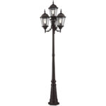 24.5 inch 4 Light Bronze Outdoor 4 Head Post with Clear Water Glass Shade-Lighting LumensOutdoor Wall Lights