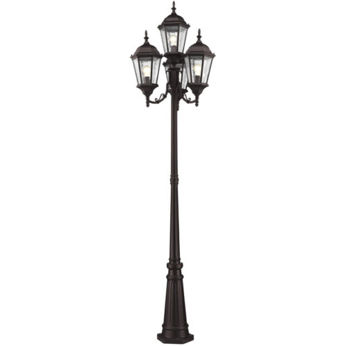 24.5 inch 4 Light Bronze Outdoor 4 Head Post with Clear Water Glass Shade-Lighting LumensOutdoor Wall Lights