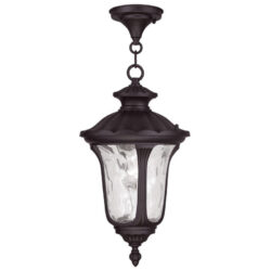 1 Light Bronze Chain Lantern Pendant Lighting Fixture with Clear Water Glass Shade-Lighting LumensLantern