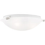 3 Light Brushed Nickel Ceiling Light fixture with White Alabaster Glass Shade-Lighting LumensChandeliers