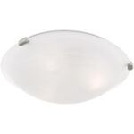 3 Light Brushed Nickel Ceiling Light fixture with White Alabaster Glass Shade-Lighting LumensChandeliers