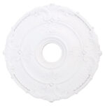 White Ceiling Medallion with Polyurethane Foam base with 12 Dia-Lighting LumensMedallion