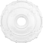 White Ceiling Medallion with Polyurethane Foam base with 12 Dia-Lighting LumensMedallion