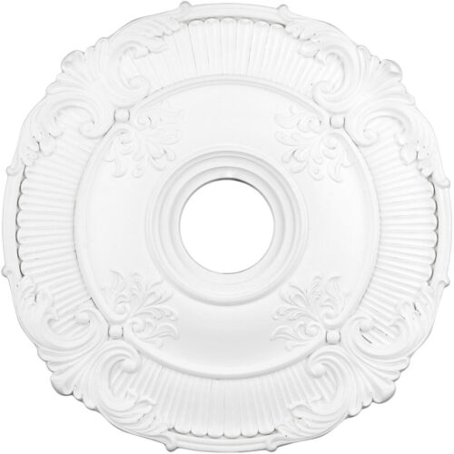 White Ceiling Medallion with Polyurethane Foam base with 12 Dia-Lighting LumensMedallion