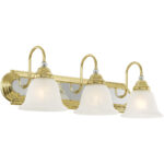 24 inch 3 Light Polished Brass & Polished Chrome Bathroom Vanity light fixture with White Alabaster Glass Shade-Lighting LumensBath/Vanity