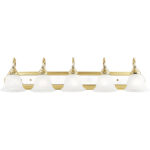 36 inch 5 Light Polished Brass & Polished Chrome Bathroom Vanity light fixture with White Alabaster Glass Shade-Lighting LumensBath/Vanity