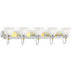 36 inch 5 Light Polished Chrome & Polished Brass Bathroom Vanity light fixture with White Alabaster Glass Shade-Lighting LumensBath/Vanity