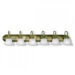 48 inch 6 Light Antique Brass Bathroom Vanity light fixture with White Alabaster Glass Shade-Lighting LumensBath/Vanity