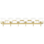 48 inch 6 Light Polished Brass & Polished Chrome Bathroom Vanity light fixture with White Alabaster Glass Shade-Lighting LumensBath/Vanity