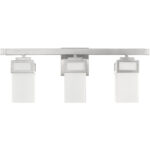 23.875 inch 3 Light Brushed Nickel Bathroom Vanity light fixture with Hand Blown Satin Opal White Glass Shade-Lighting LumensBath/Vanity