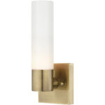 4.5 inch 1 Light Antique Brass ADA Wall Sconce with White Twist Lock Glass Shade-Lighting LumensWall Sconces