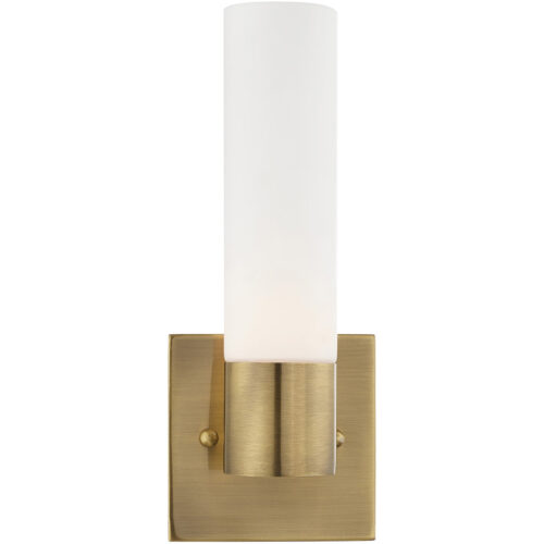 4.5 inch 1 Light Antique Brass ADA Wall Sconce with White Twist Lock Glass Shade-Lighting LumensWall Sconces