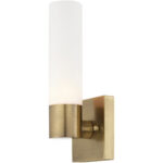 4.5 inch 1 Light Antique Brass ADA Wall Sconce with White Twist Lock Glass Shade-Lighting LumensWall Sconces