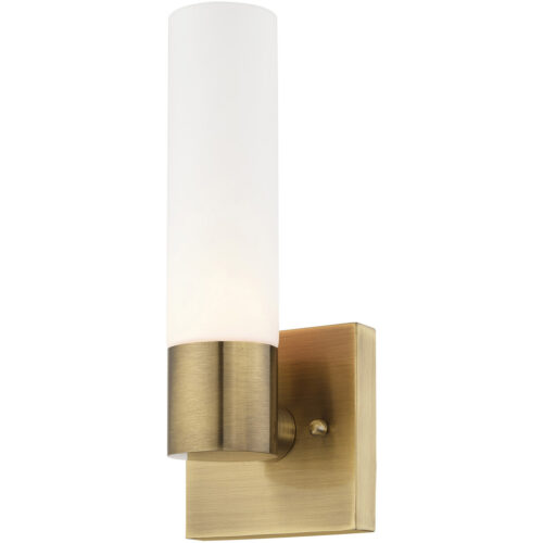 4.5 inch 1 Light Antique Brass ADA Wall Sconce with White Twist Lock Glass Shade-Lighting LumensWall Sconces