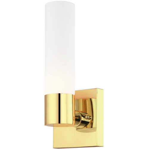 4.5 inch 1 Light Polished Brass ADA Wall Sconce with White Twist Lock Glass Shade-Lighting LumensWall Sconces