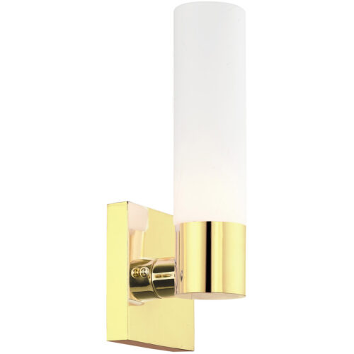 4.5 inch 1 Light Polished Brass ADA Wall Sconce with White Twist Lock Glass Shade-Lighting LumensWall Sconces