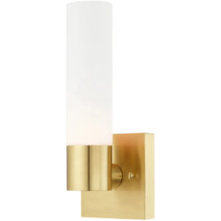 4.5 inch 1 Light Satin Brass ADA Wall Sconce with White Twist Lock Glass Shade-Lighting LumensWall Sconces