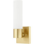 4.5 inch 1 Light Satin Brass ADA Wall Sconce with White Twist Lock Glass Shade-Lighting LumensWall Sconces