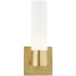 4.5 inch 1 Light Satin Brass ADA Wall Sconce with White Twist Lock Glass Shade-Lighting LumensWall Sconces