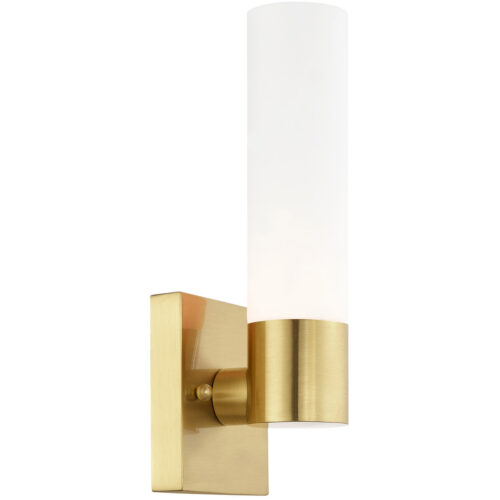 4.5 inch 1 Light Satin Brass ADA Wall Sconce with White Twist Lock Glass Shade-Lighting LumensWall Sconces