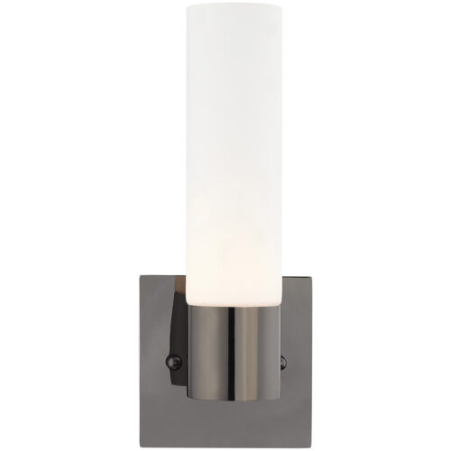 4.5 inch 1 Light Black Chrome ADA Wall Sconce with White Twist Lock Glass Shade-Lighting LumensWall Sconces