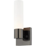 4.5 inch 1 Light Black Chrome ADA Wall Sconce with White Twist Lock Glass Shade-Lighting LumensWall Sconces