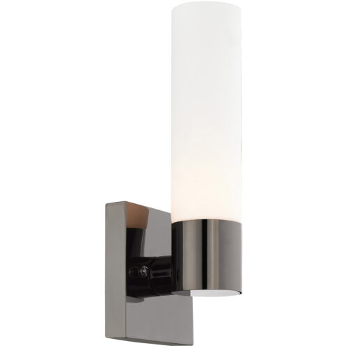 4.5 inch 1 Light Black Chrome ADA Wall Sconce with White Twist Lock Glass Shade-Lighting LumensWall Sconces