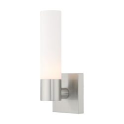 4.5 inch 1 Light Brushed Nickel Wall Sconce with White Twist Lock Glass Shade-Lighting LumensWall Sconces