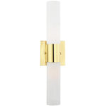 17.75 inch 2 Light Polished Brass ADA Bathroom Vanity light fixture with Hand Blown Satin Opal White Twist Lock Glass Shade-Lighting LumensBath/Vanity