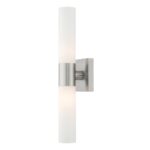 17.75 inch 2 Light Brushed Nickel Bathroom Vanity light fixture with Hand Blown Satin Opal White Twist Lock Glass Shade-Lighting LumensBath/Vanity