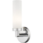 4.5 inch 1 Light Polished Chrome Wall Sconce with White Twist Lock Glass Shade-Lighting LumensWall Sconces