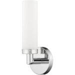 4.5 inch 1 Light Polished Chrome Wall Sconce with White Twist Lock Glass Shade-Lighting LumensWall Sconces