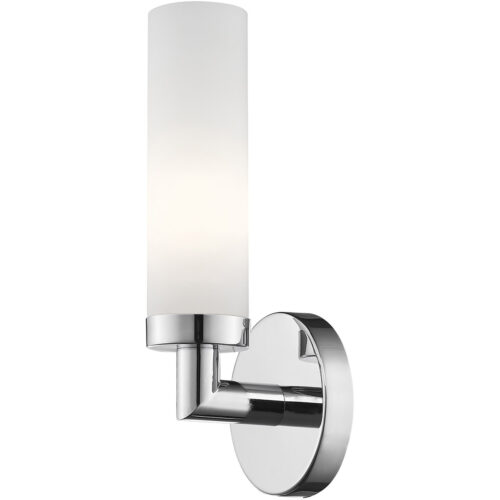 4.5 inch 1 Light Polished Chrome Wall Sconce with White Twist Lock Glass Shade-Lighting LumensWall Sconces