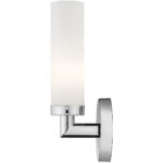 4.5 inch 1 Light Polished Chrome Wall Sconce with White Twist Lock Glass Shade-Lighting LumensWall Sconces