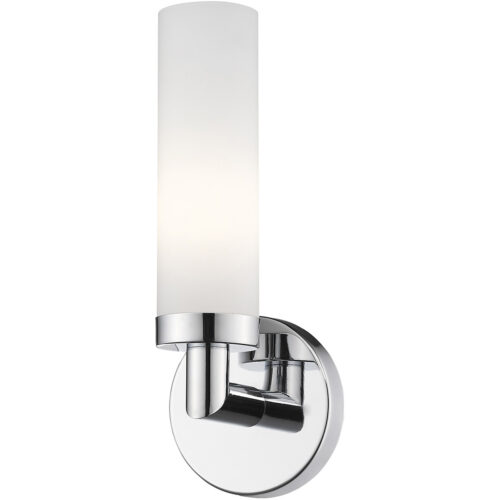 4.5 inch 1 Light Polished Chrome Wall Sconce with White Twist Lock Glass Shade-Lighting LumensWall Sconces