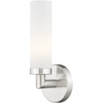 4.5 inch 1 Light Brushed Nickel Wall Sconce with White Twist Lock Glass Shade-Lighting LumensWall Sconces