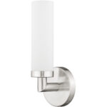 4.5 inch 1 Light Brushed Nickel Wall Sconce with White Twist Lock Glass Shade-Lighting LumensWall Sconces