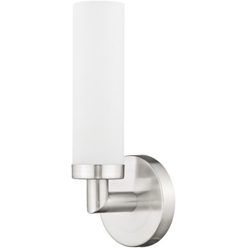 4.5 inch 1 Light Brushed Nickel Wall Sconce with White Twist Lock Glass Shade-Lighting LumensWall Sconces