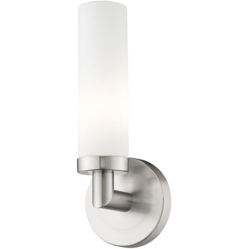 4.5 inch 1 Light Brushed Nickel Wall Sconce with White Twist Lock Glass Shade-Lighting LumensWall Sconces